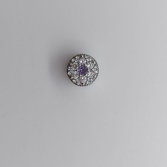 925 Sterling Silver Purple Flower Charm - Picture 3 of 8